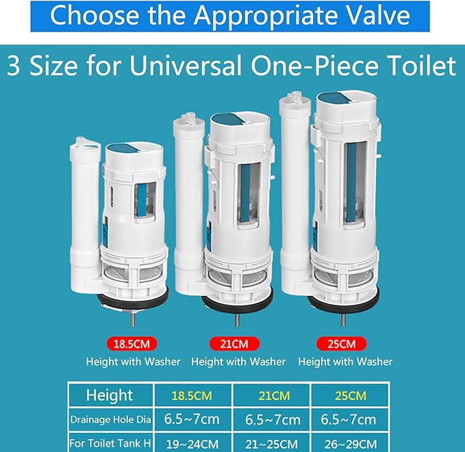 T Tulead Toilet Push Flush Valve Dual 185mm/7.28" Push Button Flush Valve, 2.5-Inch Diameter, for Toilet Tank Height: 7.48"-9.44" (Not for 3-Inch)