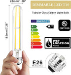 7.3 Inch E26 Led Bulb 6W Dimmable, 4000K Neutral White Edison Bulbs, Equal 80 Watt T10 T9 Long Tubular Clear Glass Light Bulb 800LM for Vanity Pendant Pipe Wall Sconces - UL Cert 2Pack