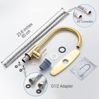 Single Handle High Arc Brushed Gold Kitchen Faucet Stainless Steel Commercial Single Hole Kitchen Sink Faucet, Modern One Hole Bar Sink Faucet with Deck Plate