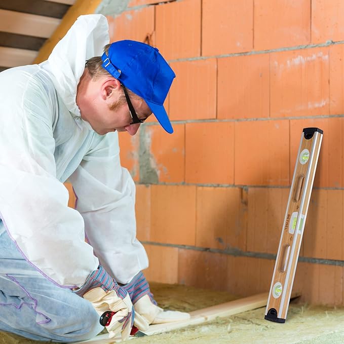 BETHEL Bamboo Level, 24 Inch Level & Tool Solid Block Acrylic Vials, Resists Mortar Adhesion, for Masonry Application and General Leveling (Light)