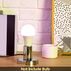 Tuanse 2 Pcs Polished Metal Desktop Lamp Base E26 E27 Screw Light Bulb Holder Sockets Night Light Base Lamp Replacement for Holding Bulb 6 Feet Cord on Off Switch Plug(Silver)