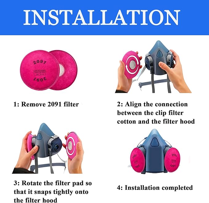 50PCS (25Pack) 2091 Filters for Respirator Installed on 2091 Respirator Filter Retainer Replacement for 6000 6200 6800 7000 FF-4 Series for Against Painting Welding Woodworking,Pink