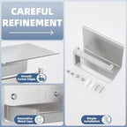 APLusee Brushed Nickel Toilet Paper Holder with Phone Shelf, 304 Stainless Steel Toilet Tissue Roll Holder, Wall Mounted Bathroom Paper Roll Dispenser