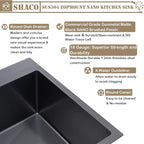 SHACO 15x20 Inch Black Drop In Bar Sink, 15 Inch Top Mount RV Kitchen 16 Gauge Stainless Steel Sink for Small Kitchen Wet Bar Prep RV Yard Office Laundry with Dish Grid & Drain, Gunmetal Black