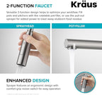 KRAUS Artec Pro Commercial Style Pull-Down Single Handle Kitchen Faucet with Pot Filler in Spot Free Antique Champagne Bronze/Matte Black, KPF-1604SFACBMB