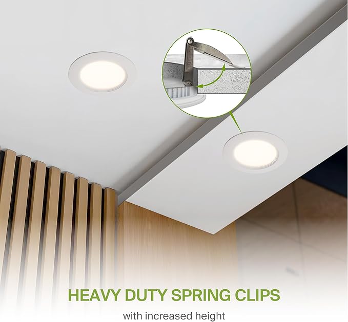 ASD LED Recessed Lighting 6 Inch, Round Commercial Downlight, Mini Panel with Baffle Trim, 6" 15W 120-277V CCT Selectable 2700/3000/3500/4000/5000K, Dimmable Ceiling Light Fixture, White, ETL