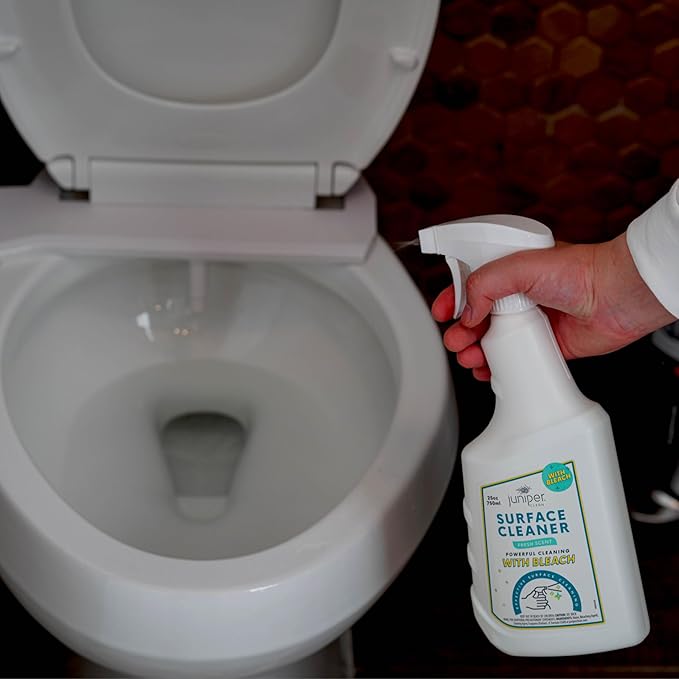 Juniper, Surface Cleaner With Bleach, All-Purpose Cleaner for Bathroom, Kitchen, Toilet, 25 Fl. Oz Trigger Spray Bottle, (Pack of 12), Total 300 Ounce