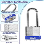 Padlocks with Same Key, LQYN 100 Pcs Laminated Keyed Padlock (1-9/16", 40mm), Keyed Alike Locks, Long Shackle, for Storage Locker, Hasp Latch, Toolbox, Sheds