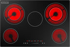 Empava 30 Inch Electric Cooktop 5 Radiant Burners with 2 Dual-Zone Elements & 100W Warmer, Touch Controls, Timer, Child Lock, Built-in Ceramic Glass, Hardwired, ETL Certified