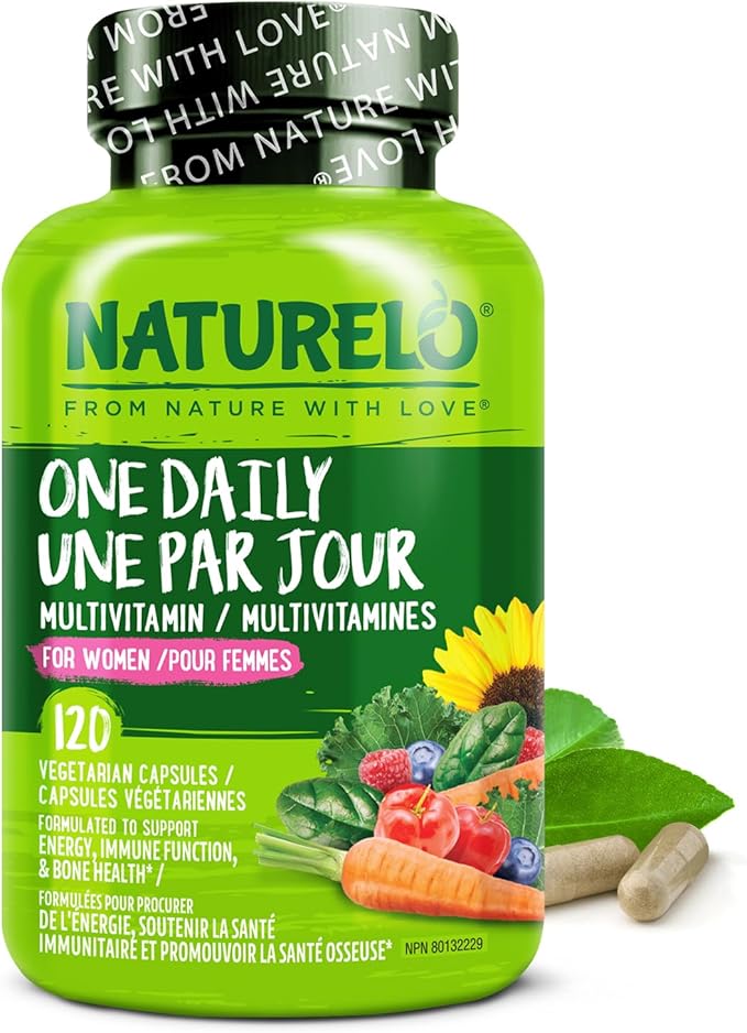 NATURELO One Daily Multivitamin for Women - Energy Support - Whole Food Supplement to Nourish Hair, Skin, Nails - Non-GMO - No Soy - Gluten Free - 120 Capsules - 4 Month Supply
