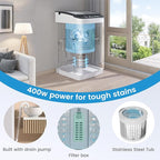 VCJ Portable Washing Machine, 28 Lbs Full-Automatic Portable Washer with 10 Wash Cycles, 24 H Delays, LED Display, Electric Laundry Machine for Apartment, RVs, Dorms