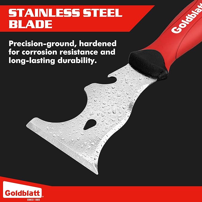 Goldblatt 9-in-1 Paint Scraper Tool, Heavy Duty Stainless Steel Putty Knife Scraper with Metal Hammer End, Multi-Use Painters Tool for Wood, Painting, Drywall