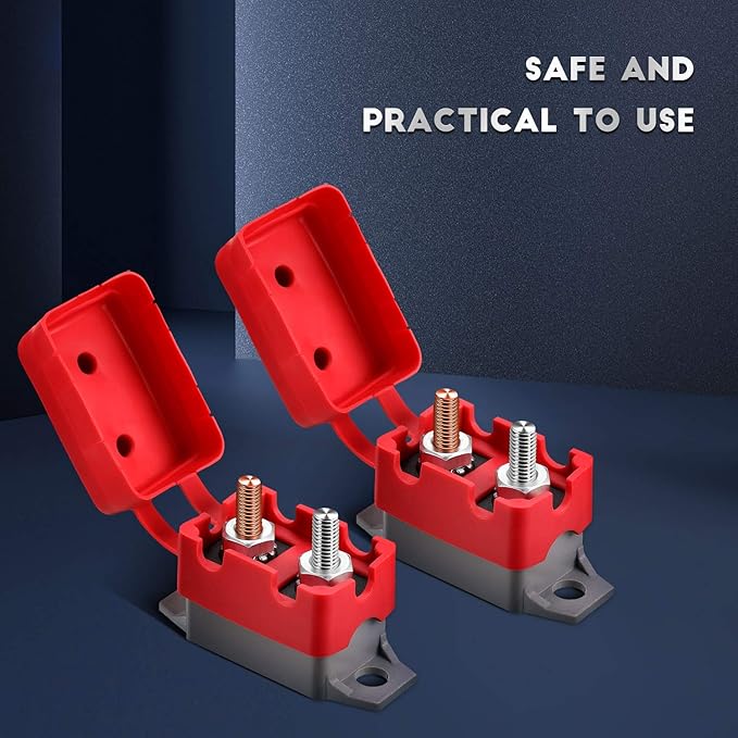 4 Pieces DC 12V - 24V Automatic Reset Circuit Breaker Circuit Breaker with Cover Stud Bolt for Automotive and More (40 Amp)