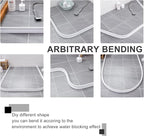 Silicone Wet Room Bathroom Floor Seal Screen Door Seal Strip Shower Dam Prevents Overflow of Water | Waterproof Self-Adhesive and Bendable Waterproof Strip for Wet and Dry Separation (White-80inch)