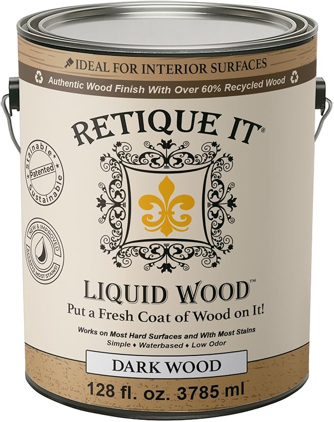 Retique It New and Improved Formula Liquid Wood Coatings - Stainable Primer - Paint It Then Stain it (Dark Wood, X-Large)