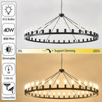 Large black wagon wheel chandelier 64 inch,36-Light Farmhouse wagon Wheel Chandeliers Round Industrial ceiling light fixtures for outdoor porch high ceilings Living Dining Room Foyer Entryway