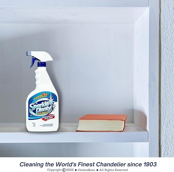 Sparkle Plenty Chandelier Cleaner Drip Dry Spray No Wipe - Dust Remover & Streak Free Glass Cleaner Spray for Crystal Chandelier & Window Screen - Versatile Household Cleaning Supplies (32 oz, 2 Pack)