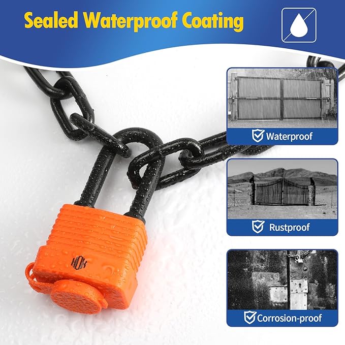 HOX 4-Pack Weather Resistant Padlocks – 40mm Laminated Steel, Chrome Plated with 2-inch Shackle, Vinyl Wrapped, Hardened Steel for Extra Security