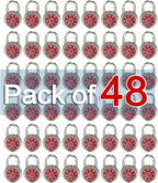 LanuBe Standard Dial Combination Lock, 2 in. Wide, with Different Combinations, Red Turnplate, Pack of 48; Lock for School, Employee, Gym Sports Locker, Case, Toolbox, and so on