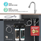 Frizzlife DW10 Under Sink Water Filter System, NSF/ANSI 53&42 Certified Elements, Reduces 99.99% Lead, Chlorine, Fluoride, Bad Taste & Odor, Direct Connect 2-Stage Water Filter, 0.5 Micron, USA Tech
