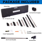 Drywall Tools Skimming Blade with Extension Handle - 10", 14", 24"& 32" 40" Blades with 2 Pack 0.3 mm Blades, Construction Tools End Caps, with Outer Box, Drywall Roller,Taping Knife