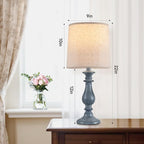 Lamps Set of 2 Vintage Rustic Farmhouse Table Lamps Bedside Reading Lamp Bedroom Nightstand Living Room Teapoy Lamp, Desk Light, 22 Inch High, Navy Blue, with Fabric Shade, Bulb Not Included