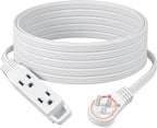 DEWENWILS 25FT Flat Plug Extension Cord, 3 Prong Ultra Thin Power Strip, 360° Rotating Plug, 13A/125V/1625W, 16 Awg Grounded Flat Power Cable for Indoor Narrow Space, SPT-3, ETL Listed, White