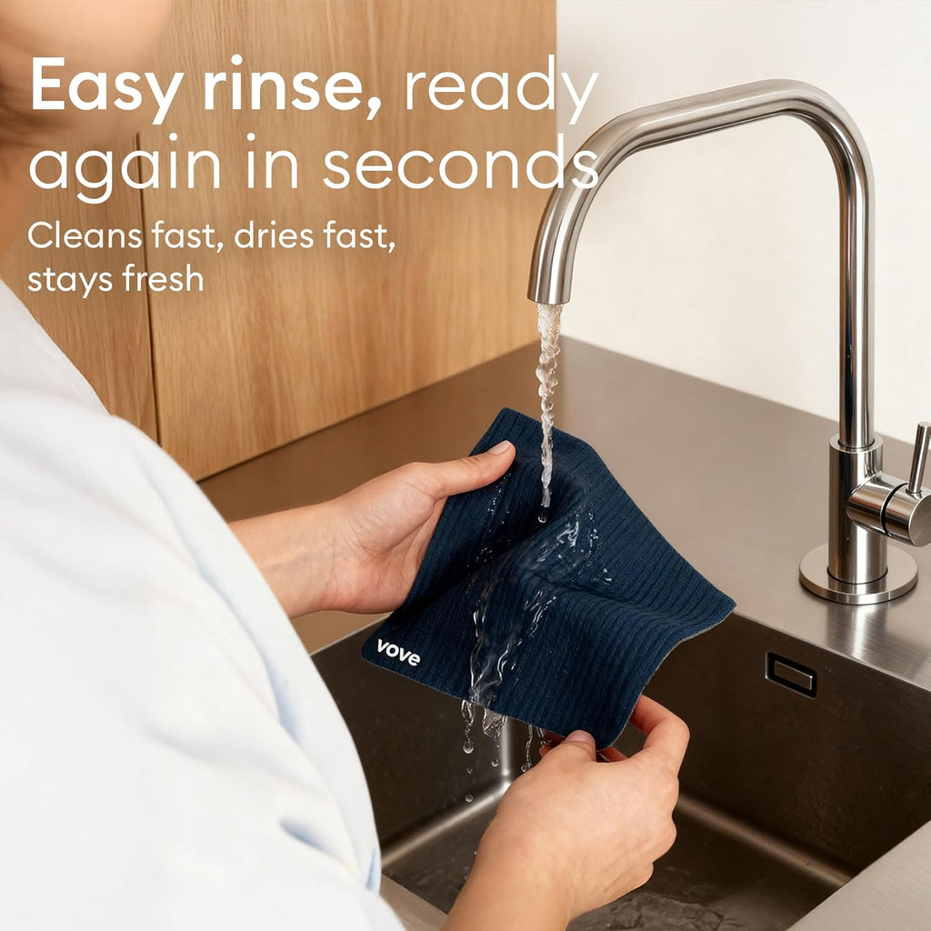 Vove Swedish Dishcloths 5-Pack, Botanical Garden - FSC Certified Cellulose & Cotton, Oeko-TEX Standard 100, Reusable Washable Kitchen Cleaning Cloths, Eco Friendly Floral Design