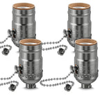 4 Pcs Pull Chain Lamp Socket Replacement, E26 Standard Threaded Base, Light Socket with Pull Chain, Lamp Parts for Repair (Black)