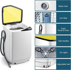 Portable Washing Machine, ARLIME Compact Mini Full-Automatic Laundry 2-In -1 Washer & Spin Dryer 7.7lbs Capacity W/Drainage Pump & Long Hose For Condo, Apartments, Dorms, RV’s Camping Living (Yellow)