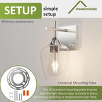 Vanity Bathroom Light, 1-Light Bathroom Light Fixtures Over Mirror, Silver Vanity Lights for Bathroom with Clear Glass, Modern Wall Lamp for Cabinet Hallway, Bedroom