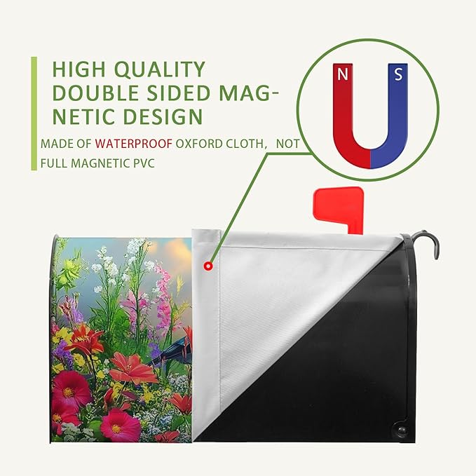 Spring Bird Flowers Mailbox Covers Magnetic Standard Size 21x18 inch Spring Summer Floral Mailbox Cover Colorful Farmhouse Mailbox Wrap Post Letter Box Cover for Garden Outdoor Decorations