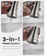 APPASO Brushed Nickel Kitchen Faucet, Single Handle Kitchen Faucet with Pull Down Sprayer, Stainless Steel High Arch, Neoperl Aerator, CUPC-Certified Pull-Out Hose, Water Supplies and Valve Core