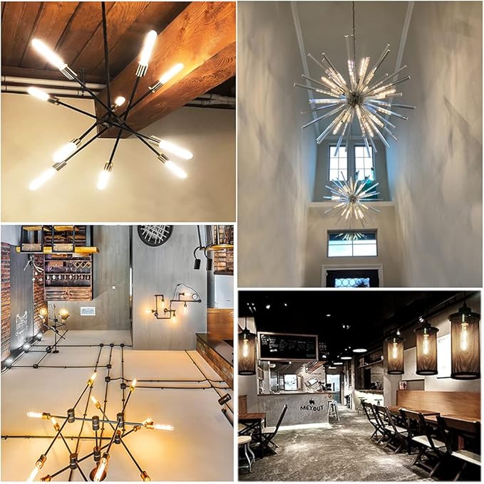 T10 Led Long Bulbs,8W Dimmable Tubular Bulb,75 Watt Equivalent,E26 Edison Style Vintage LED Filament Light Bulb,3000K Soft White,8.9in(225mm),4-Pack.