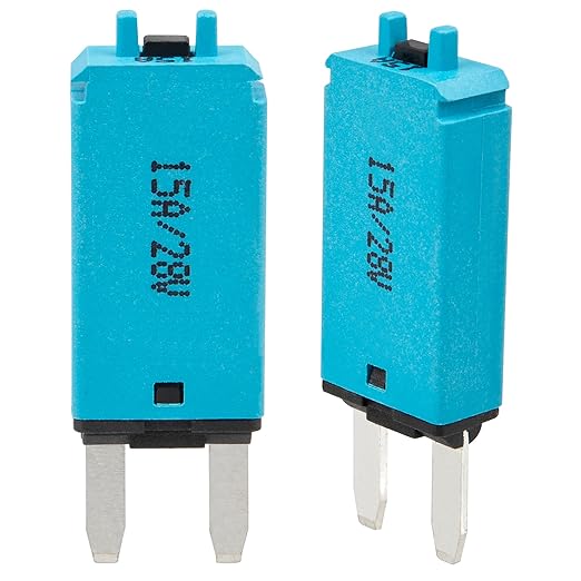 NuIth Manual Reset 15A Mini Fuse Circuit Breakers, E73 Low Profile ATM Circuit Breaker Blade Fuse DC 28V Resettable Standard Blade Fuses for Car Truck RV Marine (2PCS-15A)