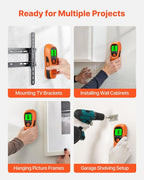 VEVOR Stud Finder Wall Scanner, 5 in 1, Electronic Wall Stud Detector with Smart Sensor, High-Definition LCD Display and Audio Alarm, for the Center and Edge of Metal, AC Wire, Joists, Pipes, Orange