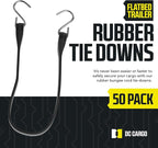 Pack of 50 Tarp Straps for Flatbed Trailers, 15" Long Natural Rubber Bungee Cord Tie-Downs Ideal for Securing Tarps, Canvases, Cargo in Cold Climates | Tie-Downs w/Metal S-Hooks