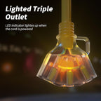 15 FT 12/3 Gauge Outdoor Extension Cord with Multiple Outlets Light Indicator, Flexible 3 Outlet Weatherproof Heavy Duty Extension Cord Waterproof Yellow, 15A 1875W 12AWG SJTW, ETL Listed.