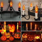 12 Pack C7 Orange Flame Light Bulbs Flickering Orange Light Bulb for Halloween Fall Decor for Home Fireplace Chandelier Electric Candles & Fall Halloween String Light Bulbs Replacement, E12 Base, 1W