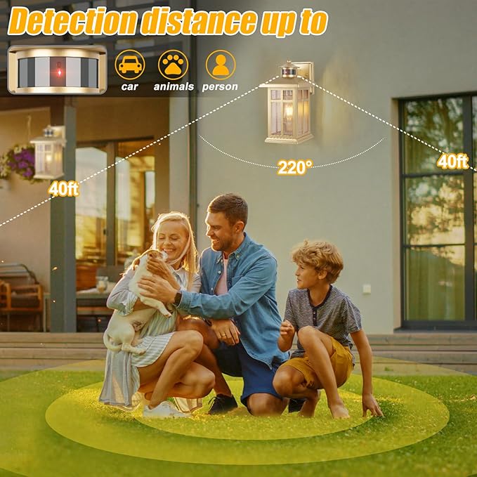 Outdoor Light Fixture Motion Sensor, Gold Waterproof Outside House Light, Modern Wall Lights, Outdoor Garage Light Dusk to Dawn Exterior Light Fixture for House, Garage, Garden