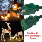 Clear Power Outdoor Extension Cord - 15 FT, Green | Lawn & Garden, 16/3 SJTW, Water & Weather Resistant, Flame Retardant, 3 Prong Grounded Plug, Perfect for Christmas and Holiday (CP10198)