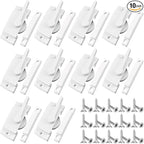 10 Pcs Cam Action White Window Sash Locks, Security Window Latches Replacement Sash Lock, Replacement Sash Lock for Horizontal Sliding Windows and Vinyl Single or Double Windows