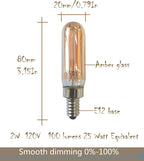 CTKcom Dimmable 2 Watt E12 Base T6 Led Candelabra Light Bulbs Warm White 2200K Amber Glass 120lm 120V Dimmable T20 Eye Protection Led Filament Bulb Edison Bulb Decorative Lights Bulb Pack of 4