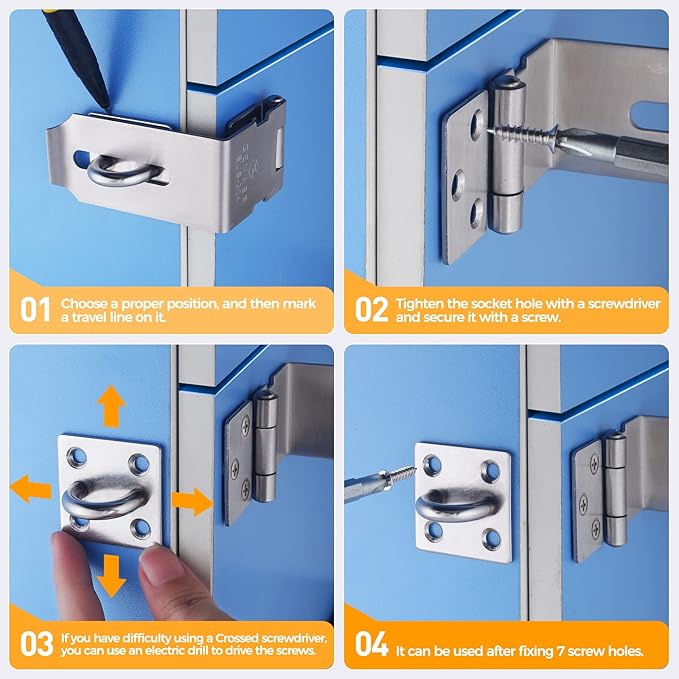 Hasp Latch 2 Pack, 90 Degree Solid 304 Stainless Steel File Cabinet Lock Desk Drawer Lock, Safe Security Padlock Latch Hasp Lock for Personal Privacy, (1.96 inch)