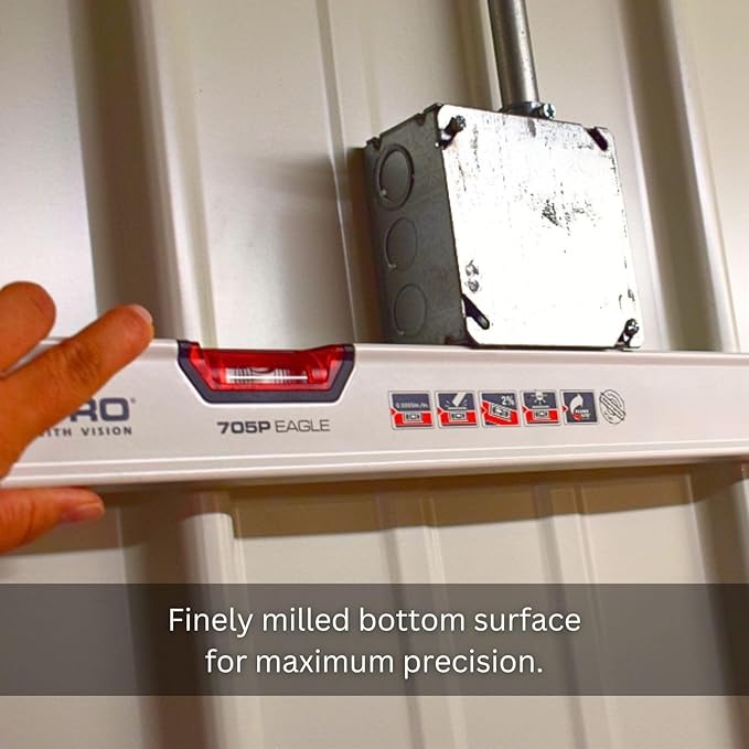 Kapro - 705 Eagle Box Level - OPTIVISION & Plumb Site - Features 2% Gradient, Acrylic Vials, and Wall-Grip - For Masonry and Concrete Jobs - VPA Tested - 48 Inch