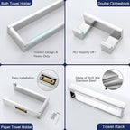 Lairuier Bath Towel Bar Set, Polished Chrome 4-Piece Bathroom Hardware Set Including Towel Bar, Towel Holder, Toilet Paper Holder, Towel Hook. Stainless Steel Bathroom Hardware Accessory