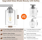 4-Light Bathroom Light Fixtures, 27" Modern Vanity Lights Over Mirror with Clear Glass Shades, Brushed Nickel Wall Sconce, Classic Wall Light Fixture for Mirror Living Room Cabinet Bedroom Porch