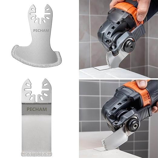 PECHAM 9PCS Diamond Oscillating Tool Blade, Multi Tool Blades Kits for Grout Removal and Soft Tile Cut, Fit Porter Cable Black & Decker Rockwell Ridgid Ryobi Milwaukee Chicago Craftsman