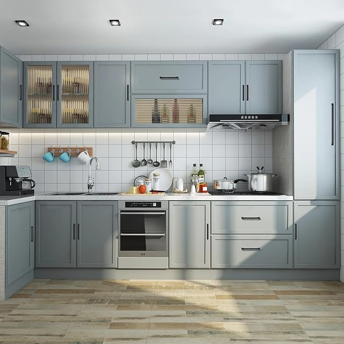 20 Pack 5 Inch(128mm) Hole Center Matte Black Modern Drawer Pulls Timeless Cabinet Pull Handle Vanity Pull Handle Classic Kitchen Cabinet Hardware, Screws Included, M-Black(5x20)