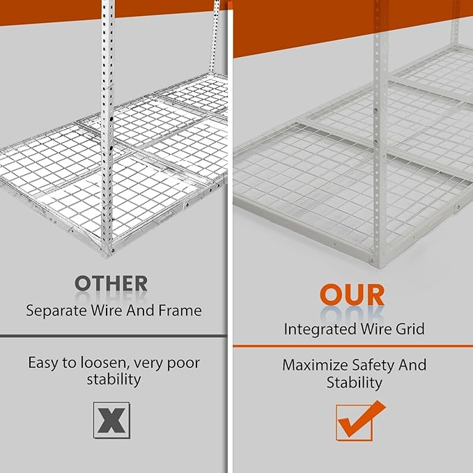 Kojem 3x6 Overhead Garage Storage Rack, 22'' to 40" Adjustable Heavy Duty Garage Ceiling Storage Racks Storage Organization System, 550LBS Weight Capacity, White,Heavy Duty Steel